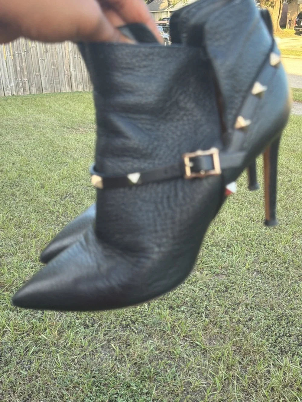 Valentino Black Studded High-Heel Ankle Boot